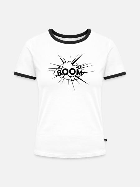Explosion Feuerwerk - Frauen Kontrast-T-Shirt - Weiß/Schwarz