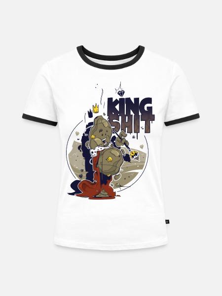 King Shit - Frauen Kontrast-T-Shirt - Weiß/Schwarz