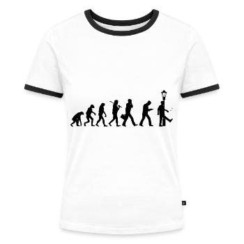 Evolution Smartphone - Lustiges Motiv - Frauen Kontrast-T-Shirt - Weiß/Schwarz - Vorne - Selfina (174cm)