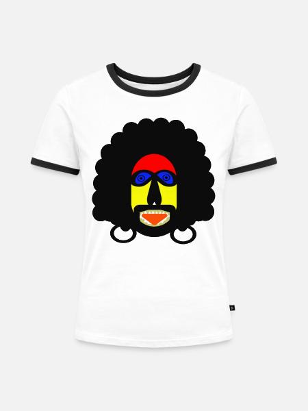 Herr Curly - Frauen Kontrast-T-Shirt - Weiß/Schwarz