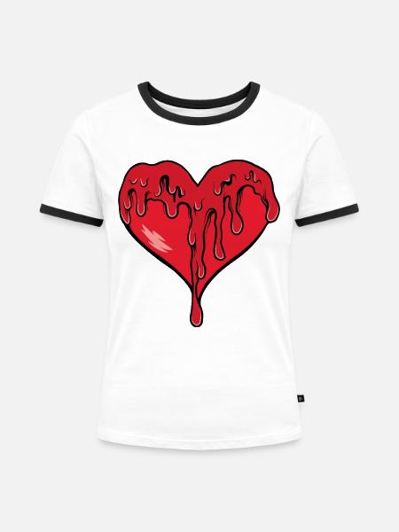 Schmelzendes Herz Rot - Frauen Kontrast-T-Shirt - Weiß/Schwarz