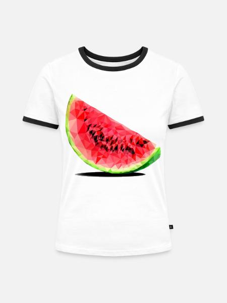 Wassermelone - Frauen Kontrast-T-Shirt - Weiß/Schwarz