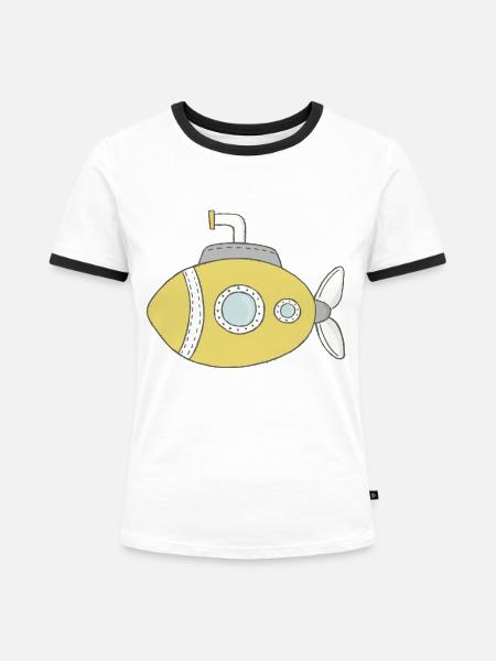 U-Boot - Frauen Kontrast-T-Shirt - Weiß/Schwarz