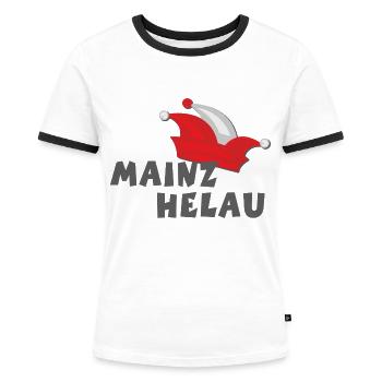 Helau Mainz Helau 01a - Frauen Kontrast-T-Shirt - Weiß/Schwarz - Vorne - Selfina (174cm)