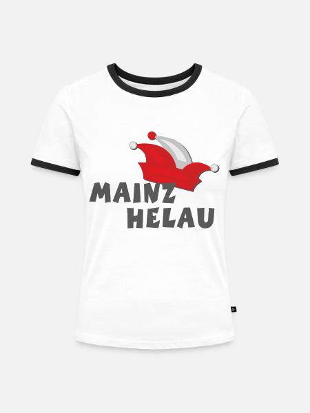 Helau Mainz Helau 01a - Frauen Kontrast-T-Shirt - Weiß/Schwarz
