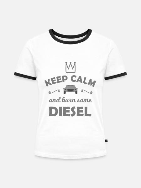Diesel und Hubraum - Frauen Kontrast-T-Shirt - Weiß/Schwarz