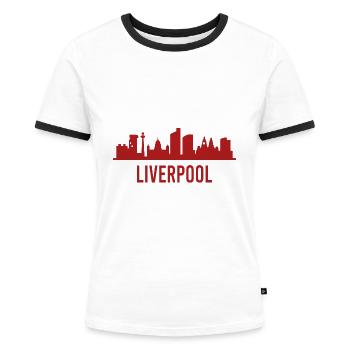 Liverpool Silhouette England Großbritannien - Frauen Kontrast-T-Shirt - Weiß/Schwarz - Vorne - Selfina (174cm)