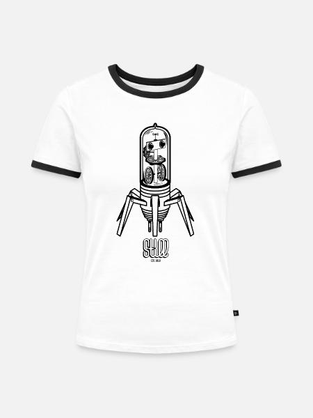 ROBO_GRANCHIO - Frauen Kontrast-T-Shirt - Weiß/Schwarz