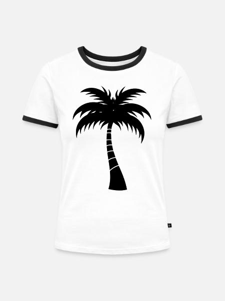 Palme - Frauen Kontrast-T-Shirt - Weiß/Schwarz