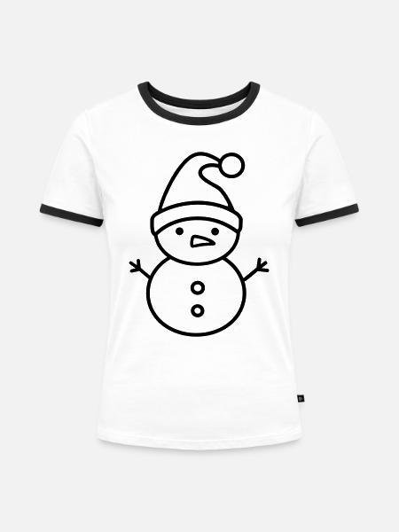 Schneemann - Frauen Kontrast-T-Shirt - Weiß/Schwarz