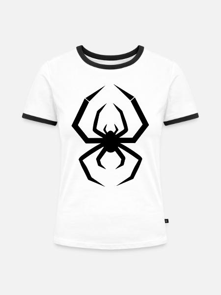 Spinne - Frauen Kontrast-T-Shirt - Weiß/Schwarz