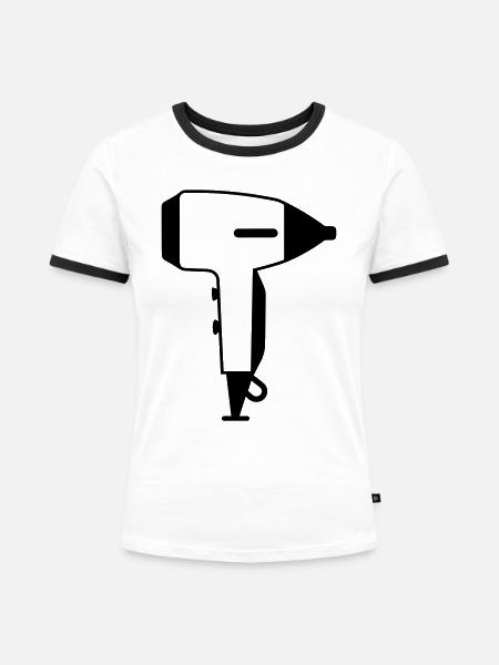 Föhn - Frauen Kontrast-T-Shirt - Weiß/Schwarz