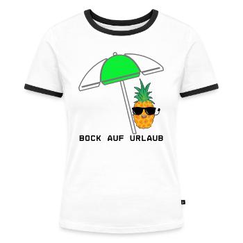 Coole Ananas mit Sonnenschirm und Sonnenbrille - Frauen Kontrast-T-Shirt - Weiß/Schwarz - Vorne - Selfina (174cm)