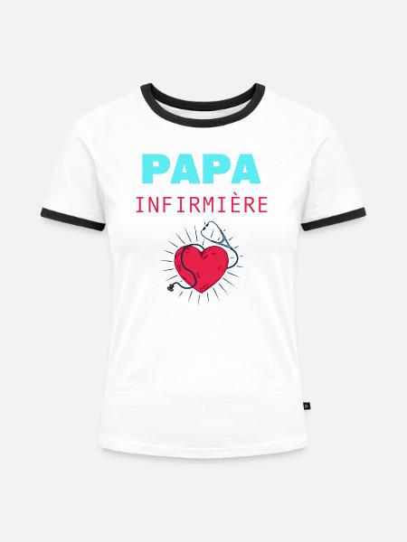 STOLZER VATER EINER KRANKENSCHWESTER - Frauen Kontrast-T-Shirt - Weiß/Schwarz