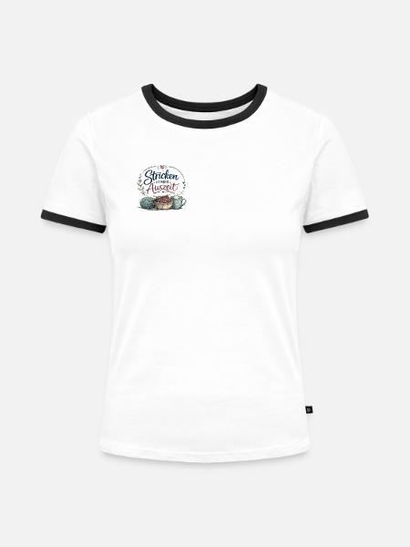 Stricken ist meine Auszeit - Frauen Kontrast-T-Shirt - Weiß/Schwarz