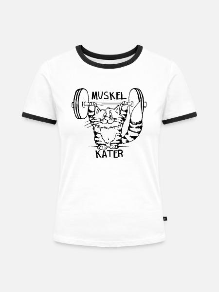 Muskel Kater Geschenk - Frauen Kontrast-T-Shirt - Weiß/Schwarz