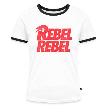 David Bowie Rebel Rebel Rot - Frauen Kontrast-T-Shirt - Weiß/Schwarz - Vorne - Selfina (174cm)
