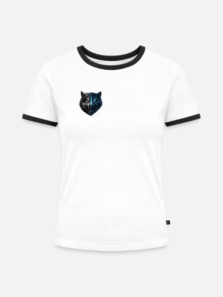 Neon-Hybrid-Wolfsschild - Frauen Kontrast-T-Shirt - Weiß/Schwarz