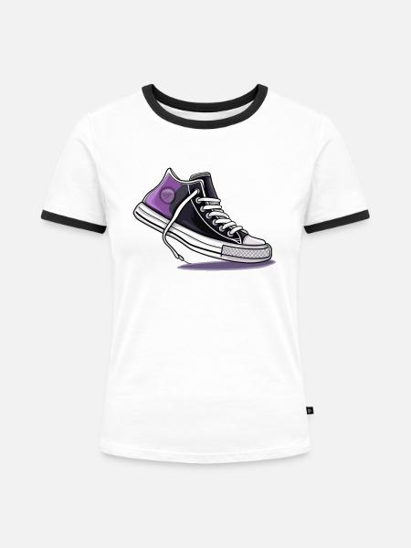 Asexual Pride Schuhe - Frauen Kontrast-T-Shirt - Weiß/Schwarz