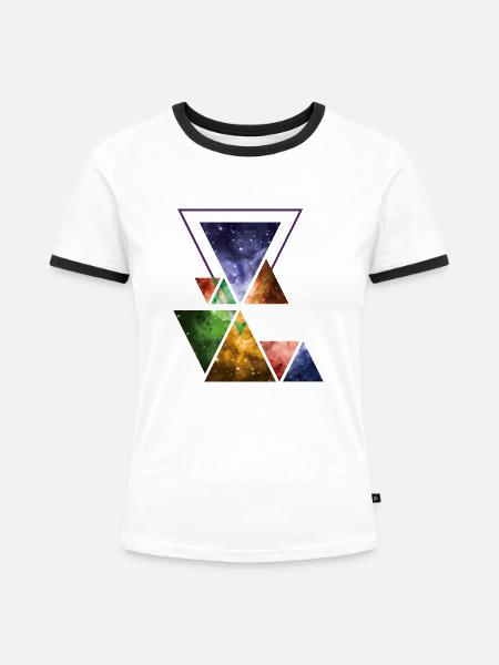 Art Triangle Galaxy - Frauen Kontrast-T-Shirt - Weiß/Schwarz