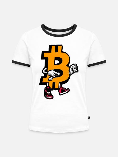 Bitcoin Crypto Lifestyle - Frauen Kontrast-T-Shirt - Weiß/Schwarz