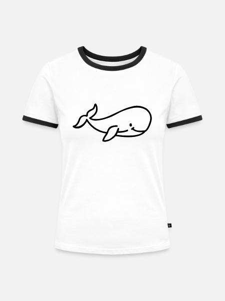 Wal - Frauen Kontrast-T-Shirt - Weiß/Schwarz