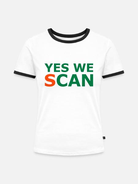 Yes we (s)can - Frauen Kontrast-T-Shirt - Weiß/Schwarz