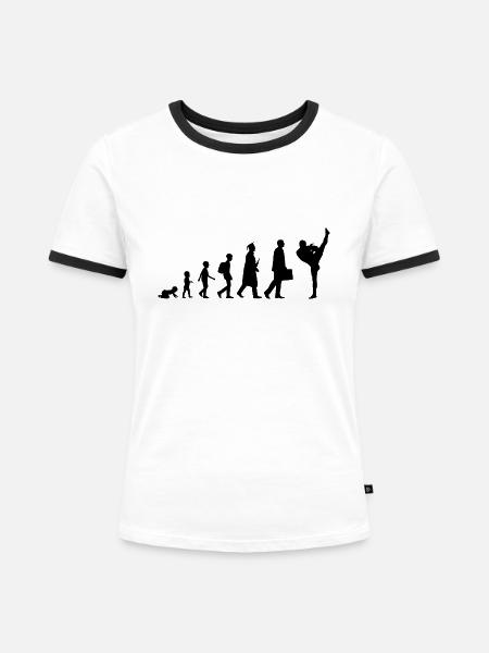 Kickboxer Evolution - Frauen Kontrast-T-Shirt - Weiß/Schwarz