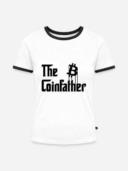 The Coinfather Bitcoin - Frauen Kontrast-T-Shirt - Weiß/Schwarz