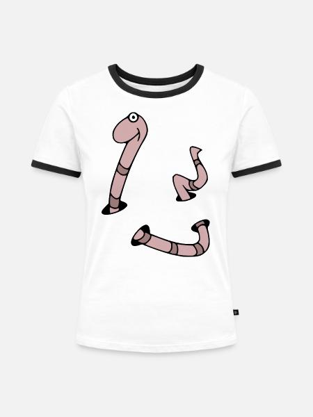 Wurm - Frauen Kontrast-T-Shirt - Weiß/Schwarz