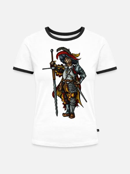 Landsknecht - Frauen Kontrast-T-Shirt - Weiß/Schwarz