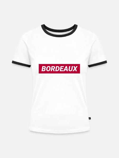 Bordeaux, Frankreich - Frauen Kontrast-T-Shirt - Weiß/Schwarz