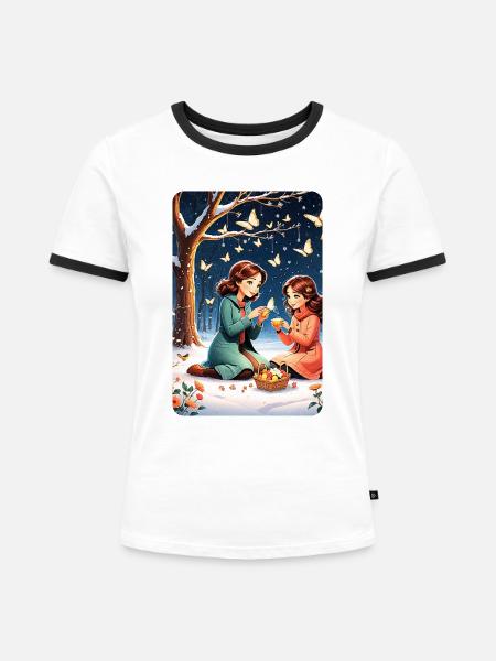 personalisiertes Design-Muttergeschenk - Frauen Kontrast-T-Shirt - Weiß/Schwarz