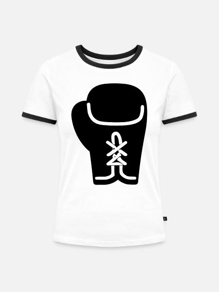 Boxhandschuh - Frauen Kontrast-T-Shirt - Weiß/Schwarz