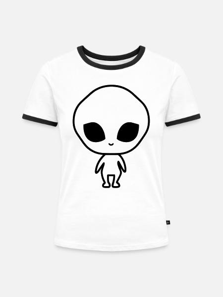 Außerirdischer - Frauen Kontrast-T-Shirt - Weiß/Schwarz