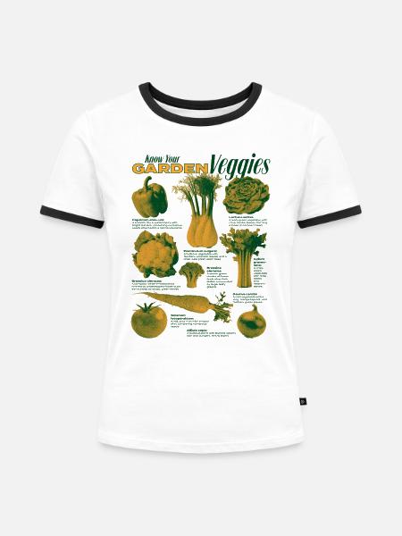 Kollektion Garten Veggies Gemüse Design - Frauen Kontrast-T-Shirt - Weiß/Schwarz