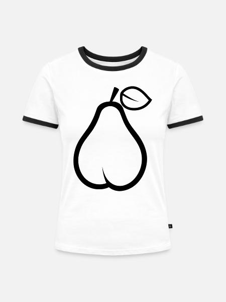 Birne - Frauen Kontrast-T-Shirt - Weiß/Schwarz