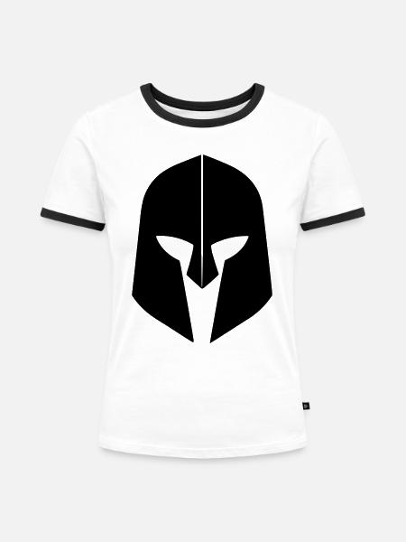 Sparta Spartanischer Krieger - Frauen Kontrast-T-Shirt - Weiß/Schwarz