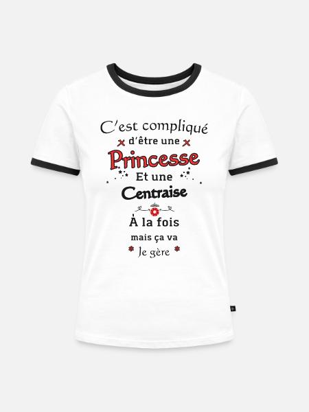 Prinzessin Centraise - Frauen Kontrast-T-Shirt - Weiß/Schwarz
