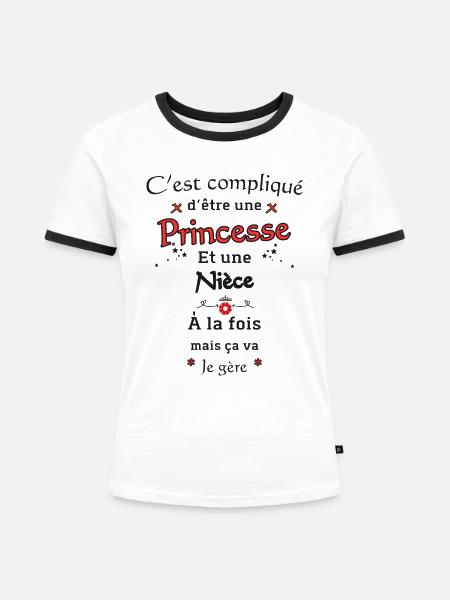 Nichte der Prinzessin - Frauen Kontrast-T-Shirt - Weiß/Schwarz