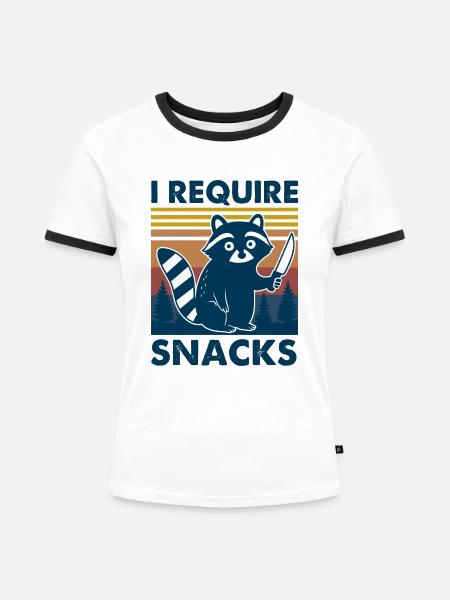 I Require Snacks Waschbär - Frauen Kontrast-T-Shirt - Weiß/Schwarz