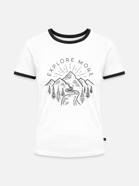 Explore more - Frauen Kontrast-T-Shirt - Weiß/Schwarz