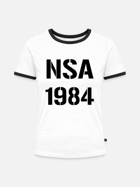 NSA 1984 - Frauen Kontrast-T-Shirt - Weiß/Schwarz
