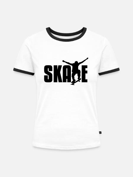 skate - Frauen Kontrast-T-Shirt - Weiß/Schwarz