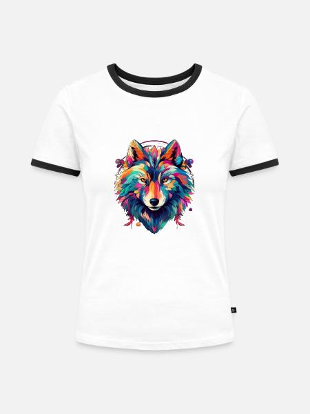 Neon-Shadow-Wolfenkreis - Frauen Kontrast-T-Shirt - Weiß/Schwarz