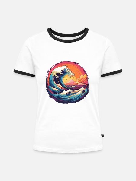 Mystische Gezeiten - Frauen Kontrast-T-Shirt - Weiß/Schwarz