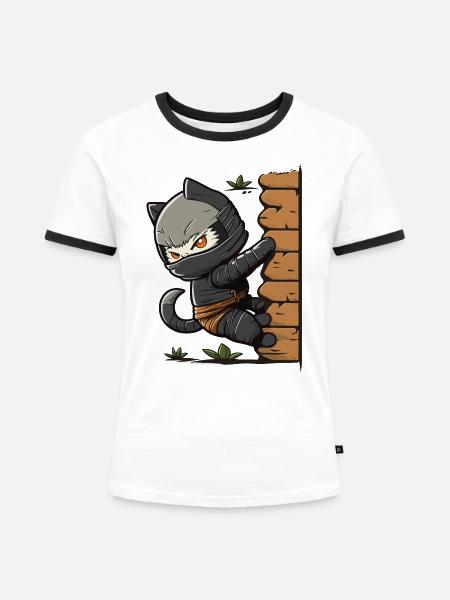 Der katzenartige Rächer - Frauen Kontrast-T-Shirt - Weiß/Schwarz