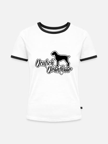 DEUTSCH DRAHTHAAR Hunderasse Jagdhunde Wilsigns - Frauen Kontrast-T-Shirt - Weiß/Schwarz