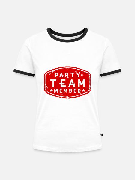 Party Team Member - Frauen Kontrast-T-Shirt - Weiß/Schwarz