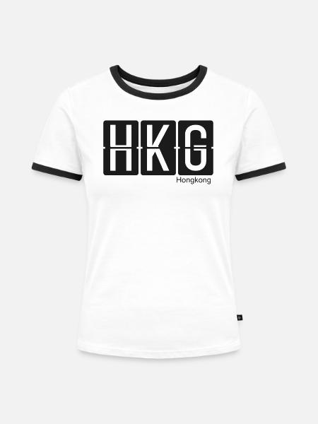 Hongkong - Frauen Kontrast-T-Shirt - Weiß/Schwarz